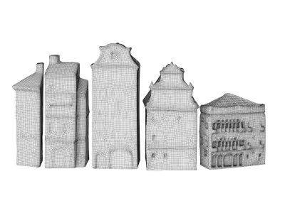 Decorative set of houses on the shelf 3D model