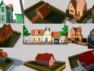 Cartoon House Pack 3D model