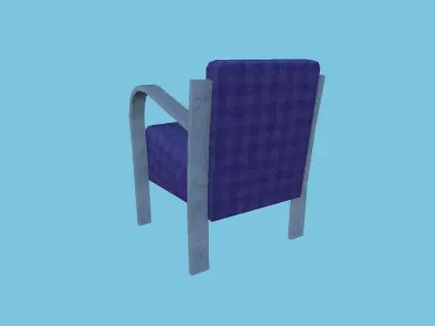 Blue Plaid Armchair - Furniture Interior Design Low-poly 3D model