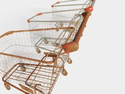 shopping cart with 4k pbr textures clean dirty and rusty Low-poly 3D model