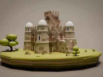 3D Low poly Fasilides Castle 3D model