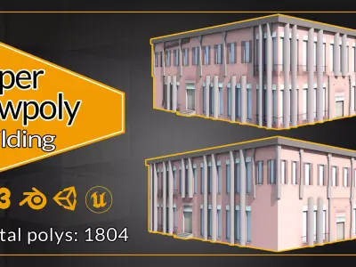 Low-Poly Building two buildings Free low-poly 3D model