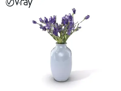 Slate Gray Vase with Lavender Bouquet Model Pack Low-poly 3D model