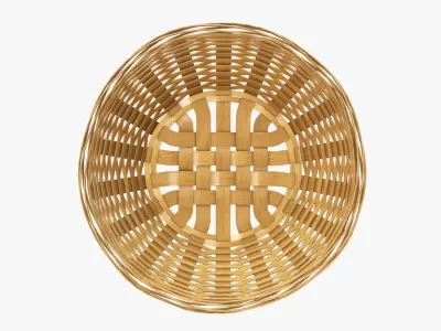 Wicker basket bowl with clipping path 2 medium brown 3D model
