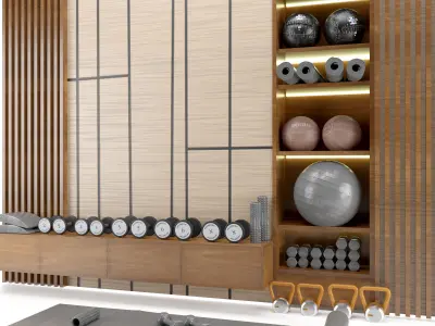 Home Yoga Gym Fitness Equipment Decoration Set 64 3D model