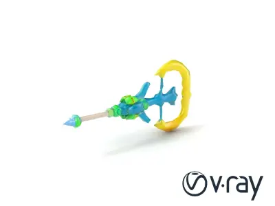 Futuristic Trident Halberd Bright Model Pack Low-poly 3D model