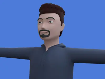 Stylish sports boy Low-poly 3D model