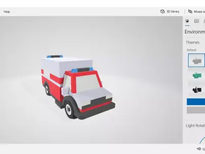 Low poly Ambulance fire truck 3D model