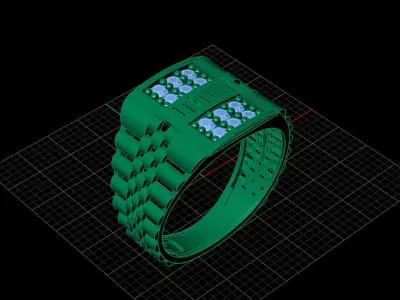 Print Ready STL 3DM  Gents Rings Diamond Men Ring  3D print model 176