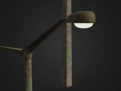 Old worn street light 10 Low-poly 3D model