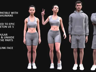 Mens and Womens Sport Suits  - Modular - Rigged 3D Model Collection