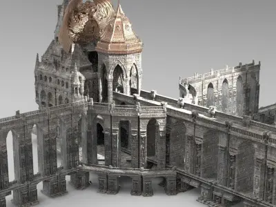 Steampunk Medieval Tower Bridge 1 3D model