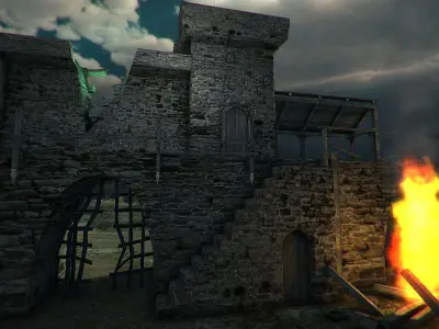 Castle Ruins Low-poly 3D model