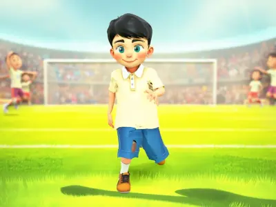 Cheerful Kid Character model pack Low-poly 3D model