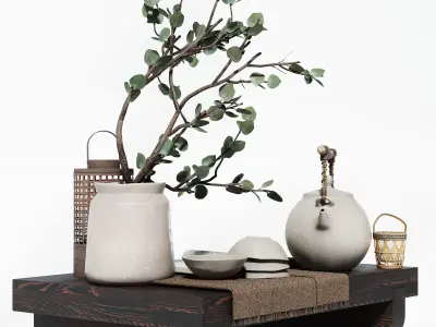 Warm colored tea set 3D model