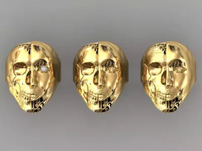 3 Version Bluffmen Ring Jewelry Model Skull  STL 3D print model