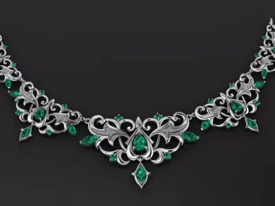 Royal Ruby Blossom Gold Necklace 3D print model