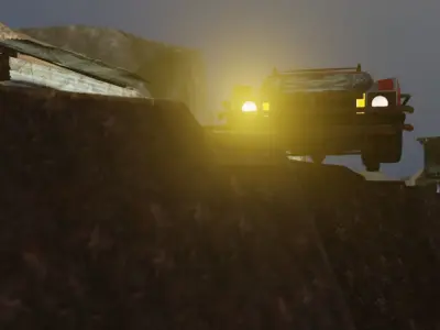 Shanty car race scene for Blender Low-poly 3D model