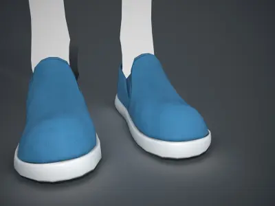 Blue Fabric Shoes Style 2  Low-poly 3D model