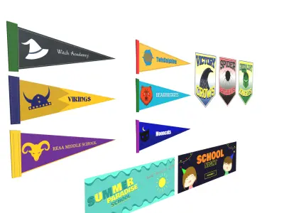 Generic Pennants and Banners Low-poly 3D model