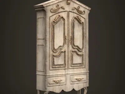 ANTIQUE WARDROBE - VINTAGE CLOSET - RUSTIC - FRENCH ROCOCO STYLE 3D print model
