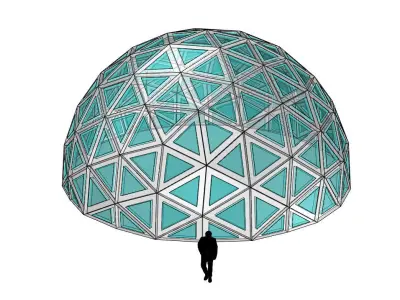 Geodesic Dome with Dynamic Perforations and glass panels 3D model