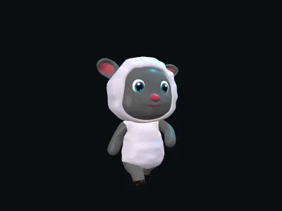 Cartoon Sheep Animated Low-poly 3D model