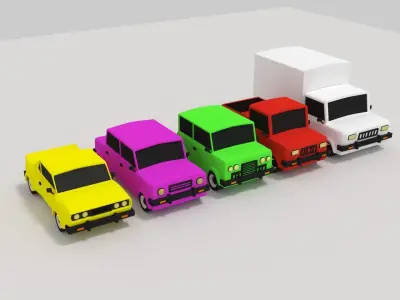 Poly Car pack   Low-poly 3D model