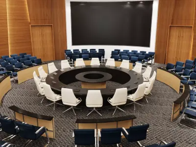 Luxury Round Conference Room 3D model