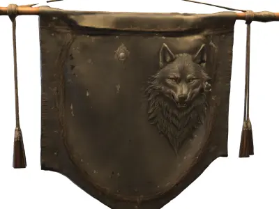 Tribal Wolf Spirit Banner Low-poly 3D model
