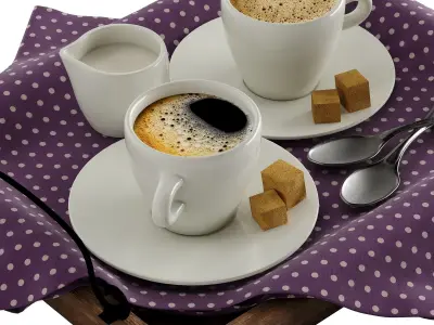 Coffee cup decor set 03 3D model