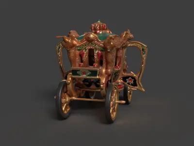  Chinese ancient carriage figure  Low-poly 3D model