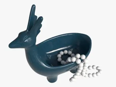Ceramic Deer Bowl with Beads 3D model