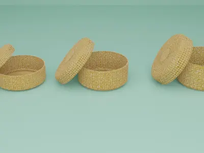 Wicker Baskets Set 3D model