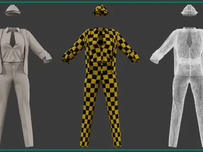 female engineer uniform with texture and smart material 3D model