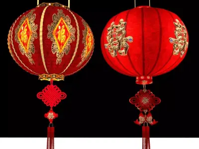 Chinese red lantern  3D model 23