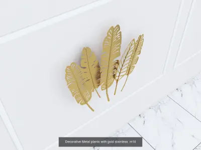 Decorative Metal stainless plants with gold G2 3D Model Collection