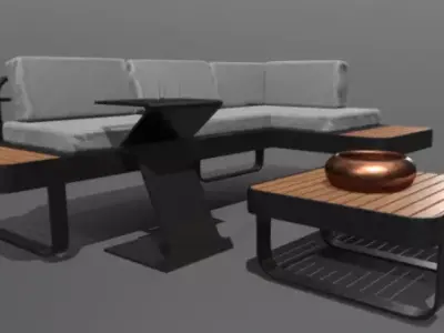 Outdoor couch Low-poly 3D model