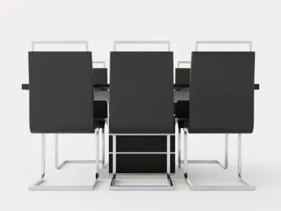 Macahan Table 140 6 Isoda Chair Black And White Low-poly 3D model