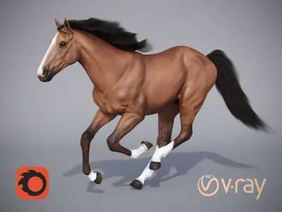 Horse in three poses  not animated Low-poly 3D model