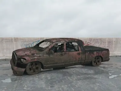 destroyed car 008 am165 3D model