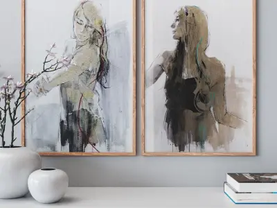 Set of large wall paintings 465 3D model