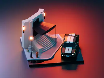 Cartoon John Wick Car 3D model