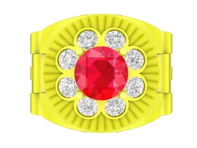 Luxury Halo Flower Diamond Ring for Men 3D Model 4331 3D print model