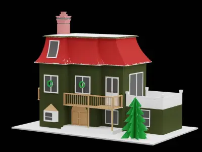 Christmas Putz House Low-poly 3D model