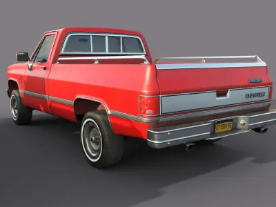 Chevrolet C10 1982 Red Low-poly 3D model