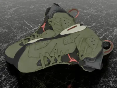 NIKE AIR JORDAN 6 GREEN 3D SHOES Low-poly 3D model