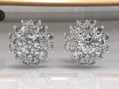 Timothes Diamond Earing 3D JewelryModel Printable 3D ER3 3D print model
