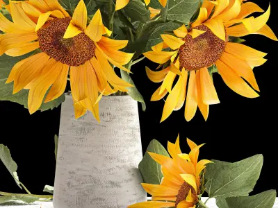 Flower bouquet of sunflowers in a vase 118 3D model