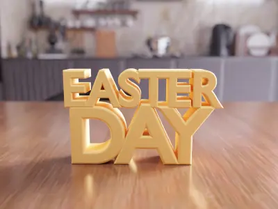 Happy Easter Day Text - 422 3D print model